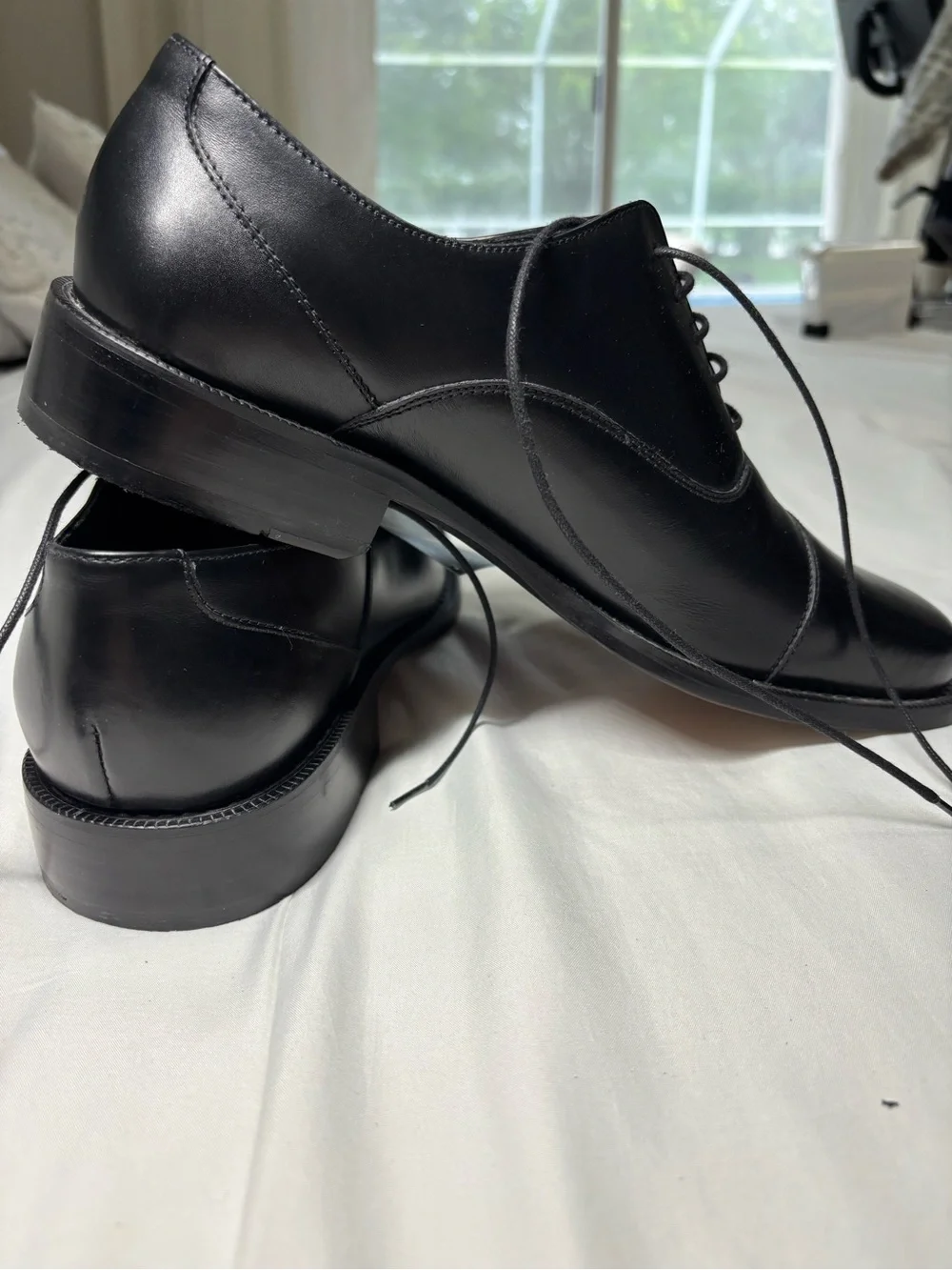 Arturo Calle Men's Black Leather Cap-Toe Oxford Dress Shoes Size EU 41 / US 8